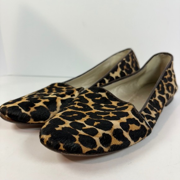 COACH Leopard Print Hair Calf Leather Loafers Flats Size 8B - Picture 1 of 6